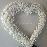 Aperturee - Aperturee White Beige Heart Artificial Flower Wall Party Decor